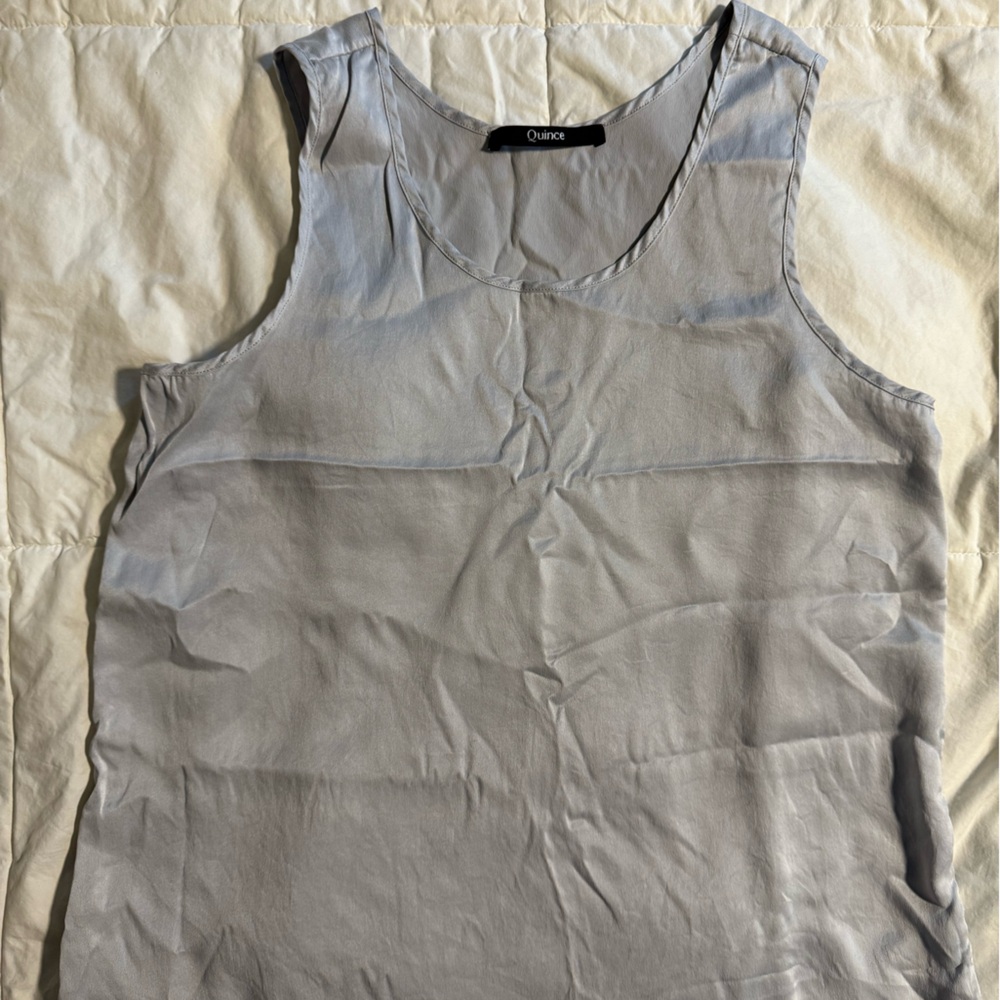 Quince 100% Washable Silk PJ Tank in Light Grey - Picture 2 of 5
